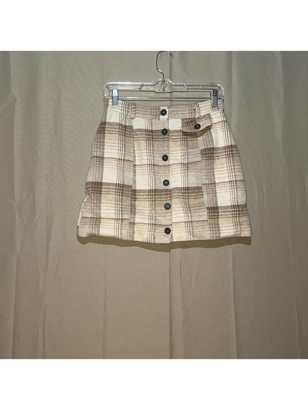 Emory Park Women's Plaid Button-Front Mini Skirt Size S
